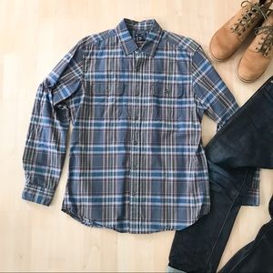 Gap Classic Fit Blue Plaid Button Down Shirt